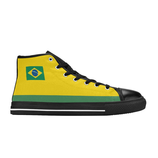Brazil Flag Inspired Mens High Top Canvas Shoes