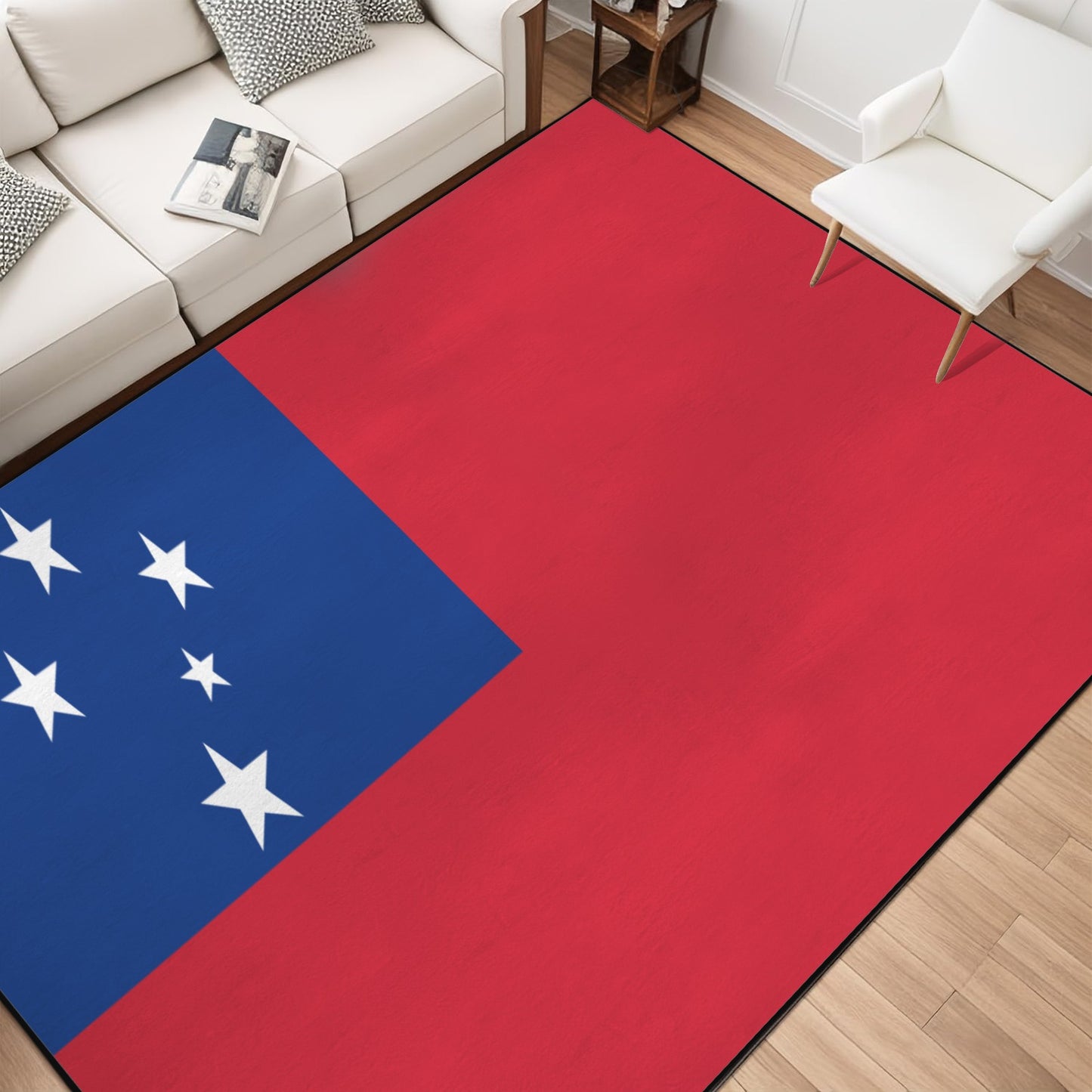Samoa Flag Inspired 84x60 Inch Area Rug with Black Binding (Made in the USA)