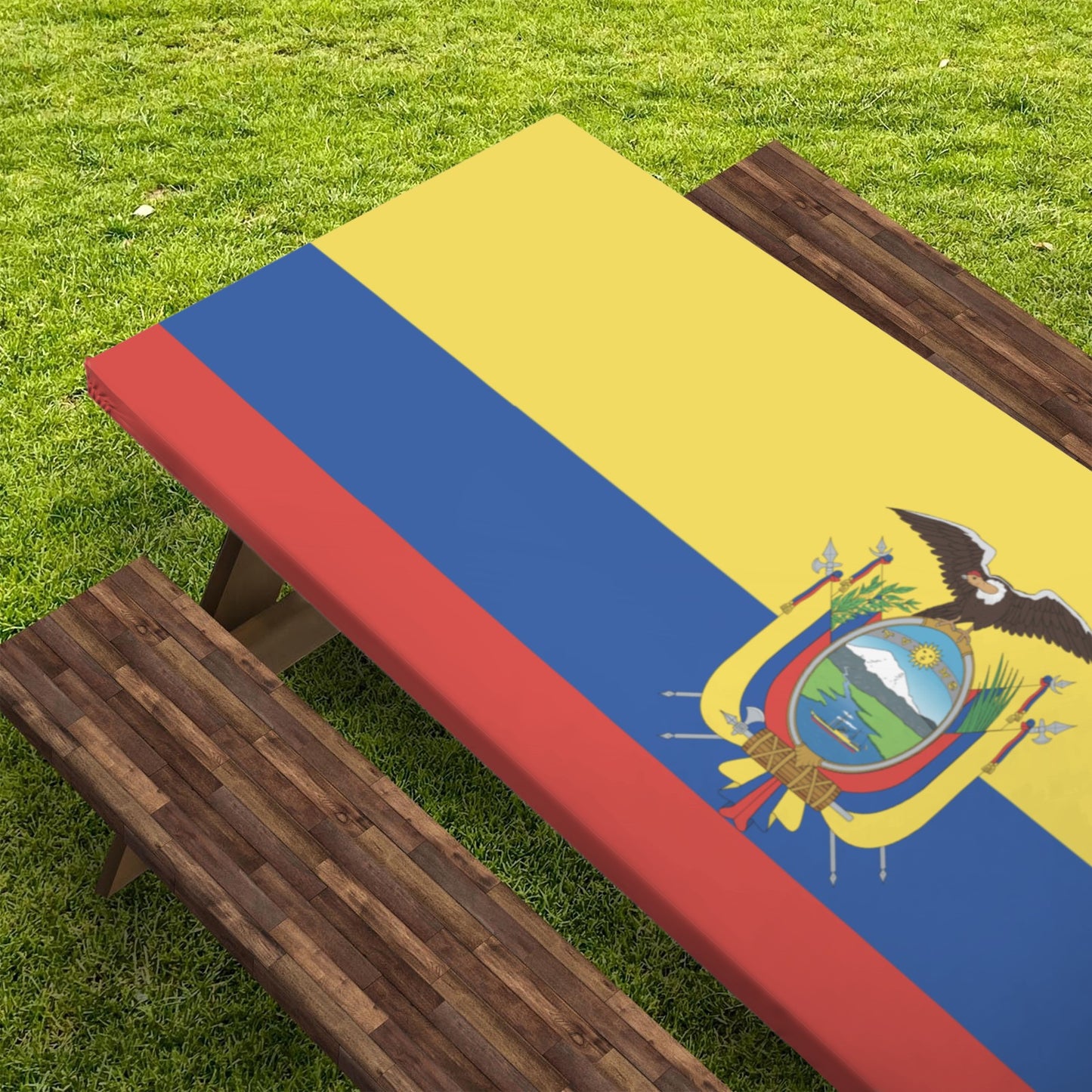 Ecuador Flag Picnic Table Cover (72" x 30") (Made in the USA)