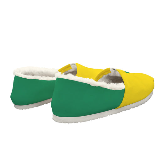 Brazil Flag Inspired Women's Fleece-Lined Canvas Slip-On