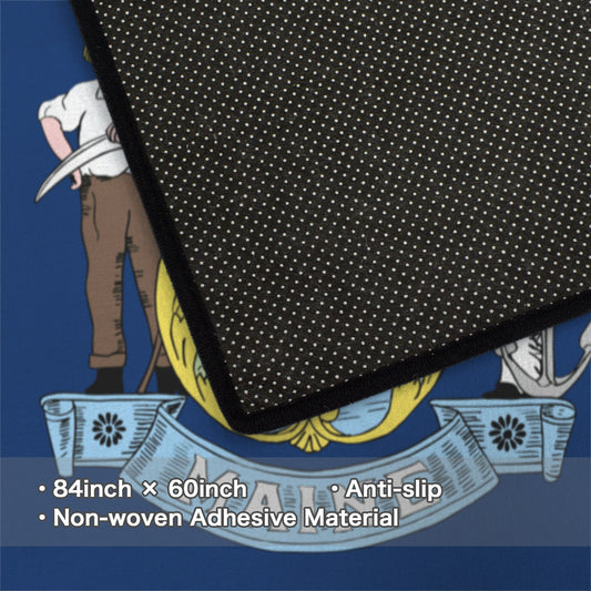 Maine Flag Inspired 84x60 Inch Area Rug with Black Binding (Made in the USA)