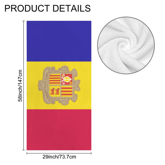 Andorra Flag Inspired Custom Bath Towel 29"x58"(Made in USA)