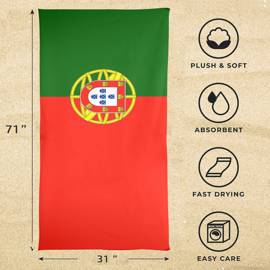Portugal Flag Beach Towel 31"x71" (Made in USA)