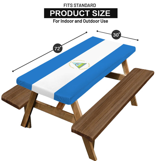 Nicaragua Flag Picnic Table Cover (72" x 30") (Made in the USA)