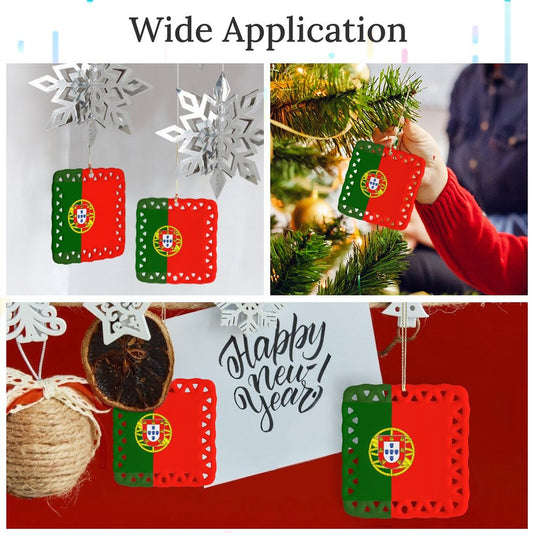 Portugal Flag Inspired Square Ceramic Ornament Made in the USA