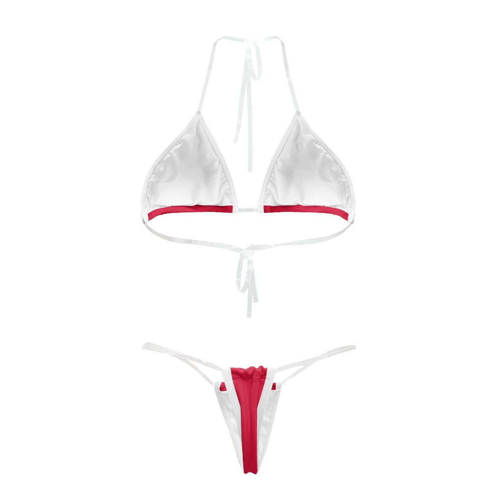 Haiti Flag Inspired Transparent String Bikini