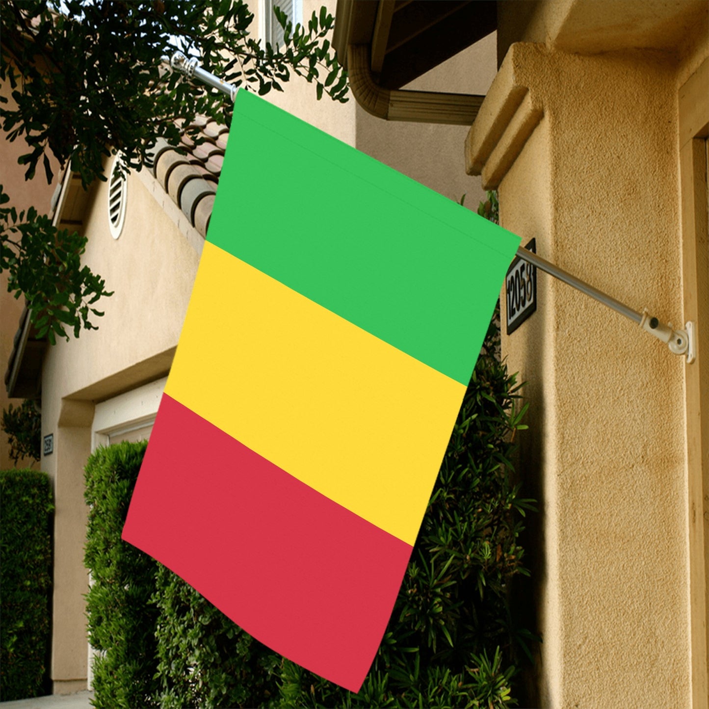 Flag with green, yellow, red stripes, Luv My Flag.