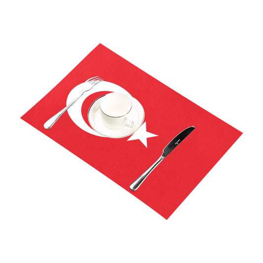 Red placemat with Turkish flag design, by Luv My Flag.