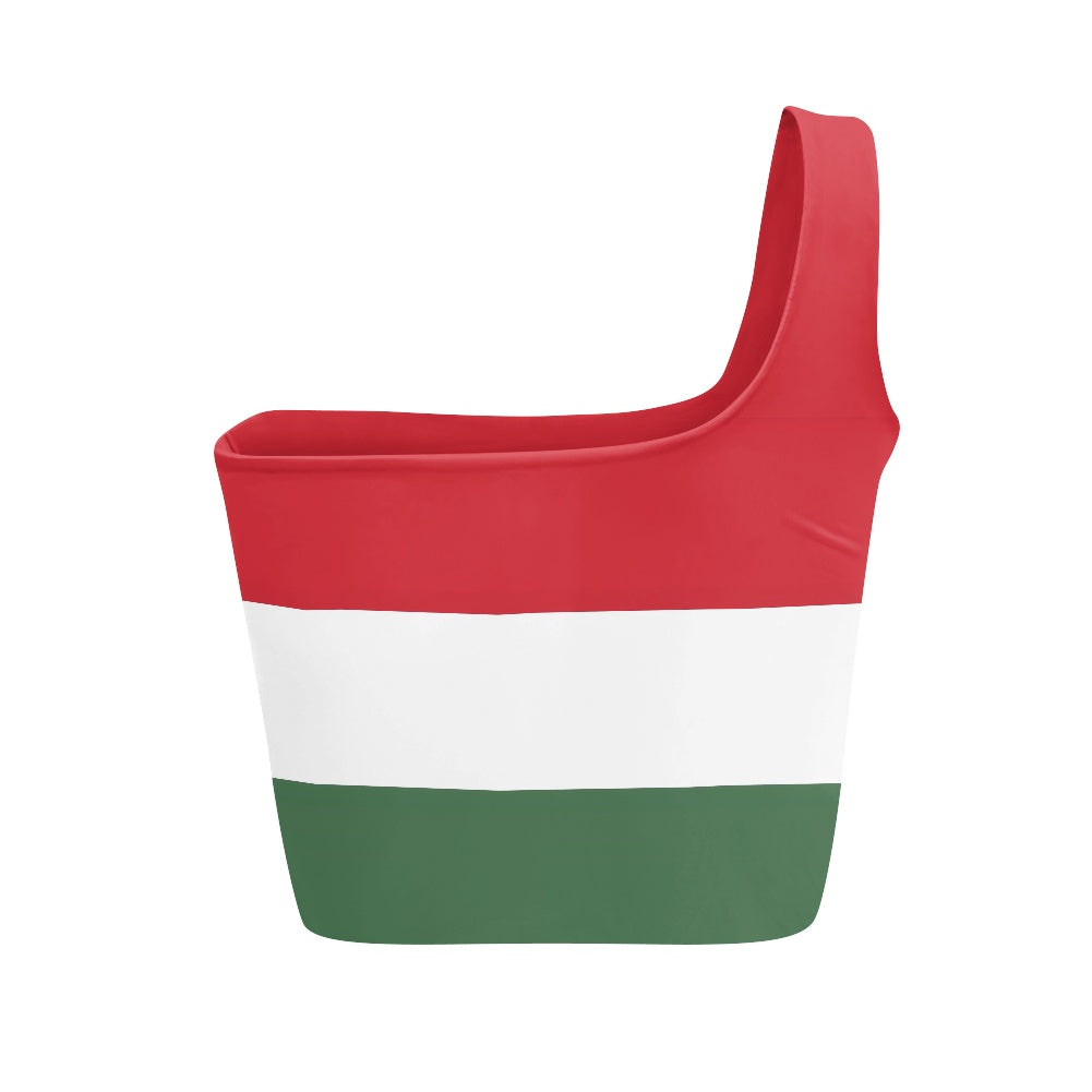 Hungary Flag Inspired One Shoulder Top – Red White Green and Fierce Queen