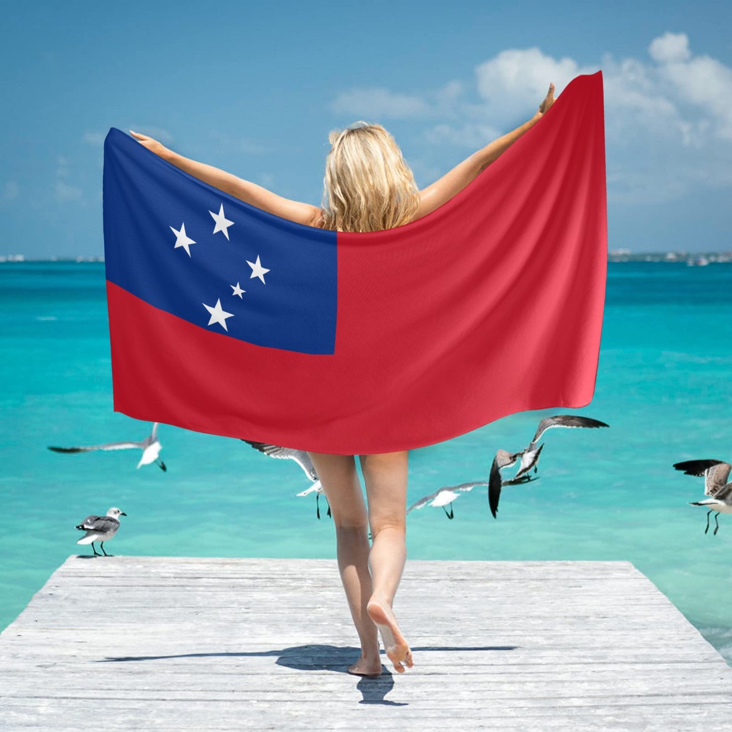 Samoa Flag Beach Towel 31"x71" (Made in USA)