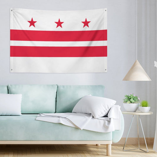 Washington DC Flag Inspired Wall Mount Flag with Four Grommets (35x59 in)