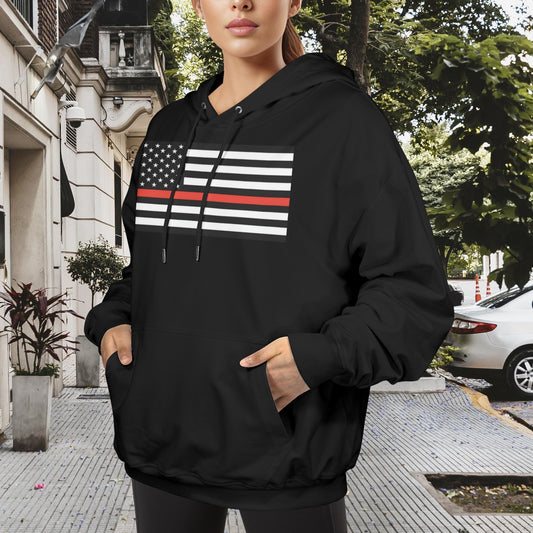 Thin Red Line Flag Women's Hoodie Made in the USA