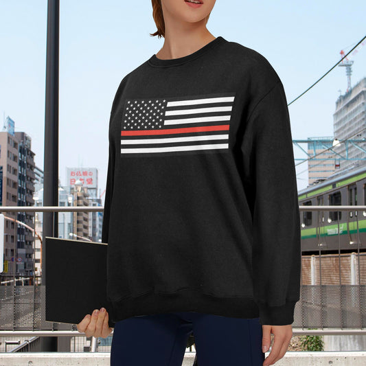 Thin Red Line Flag Unisex Fleece Sweatshirt (Made in the USA)