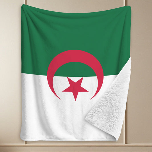 Algeria Flag Inspired Sherpa Fleece Blanket 90" x 108" | Ships from USA