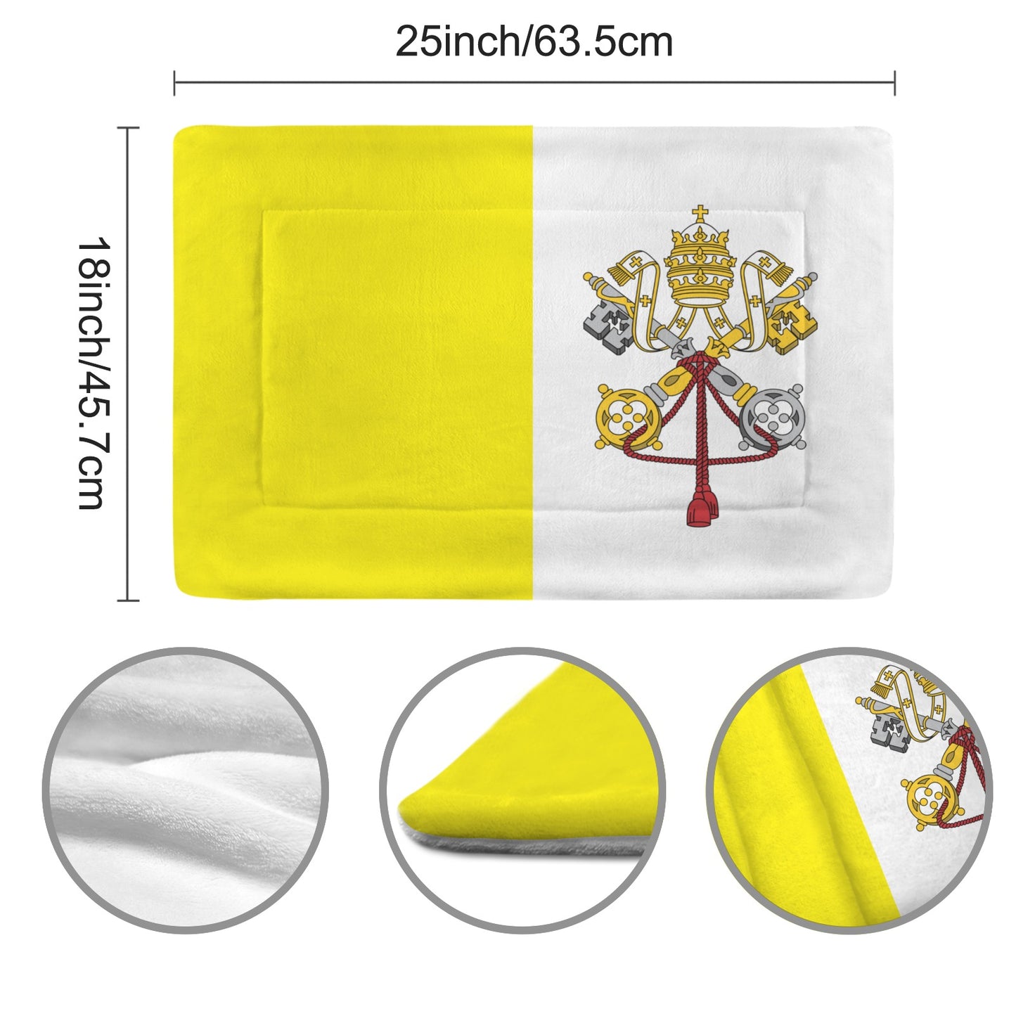 Vatican City Flag Inspired Pet Mat 25x18inch (Made in the USA)