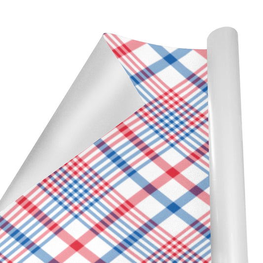 USA/American Flag Inspired Plaid Pattern Custom Gift Wrapping Paper 58"x 22.5" (4 Rolls)