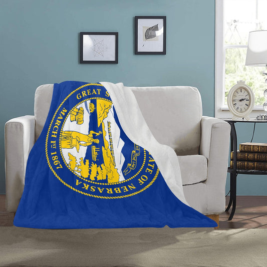 Cozy throw blanket with Nebraska state flag design, Luv My Flag.