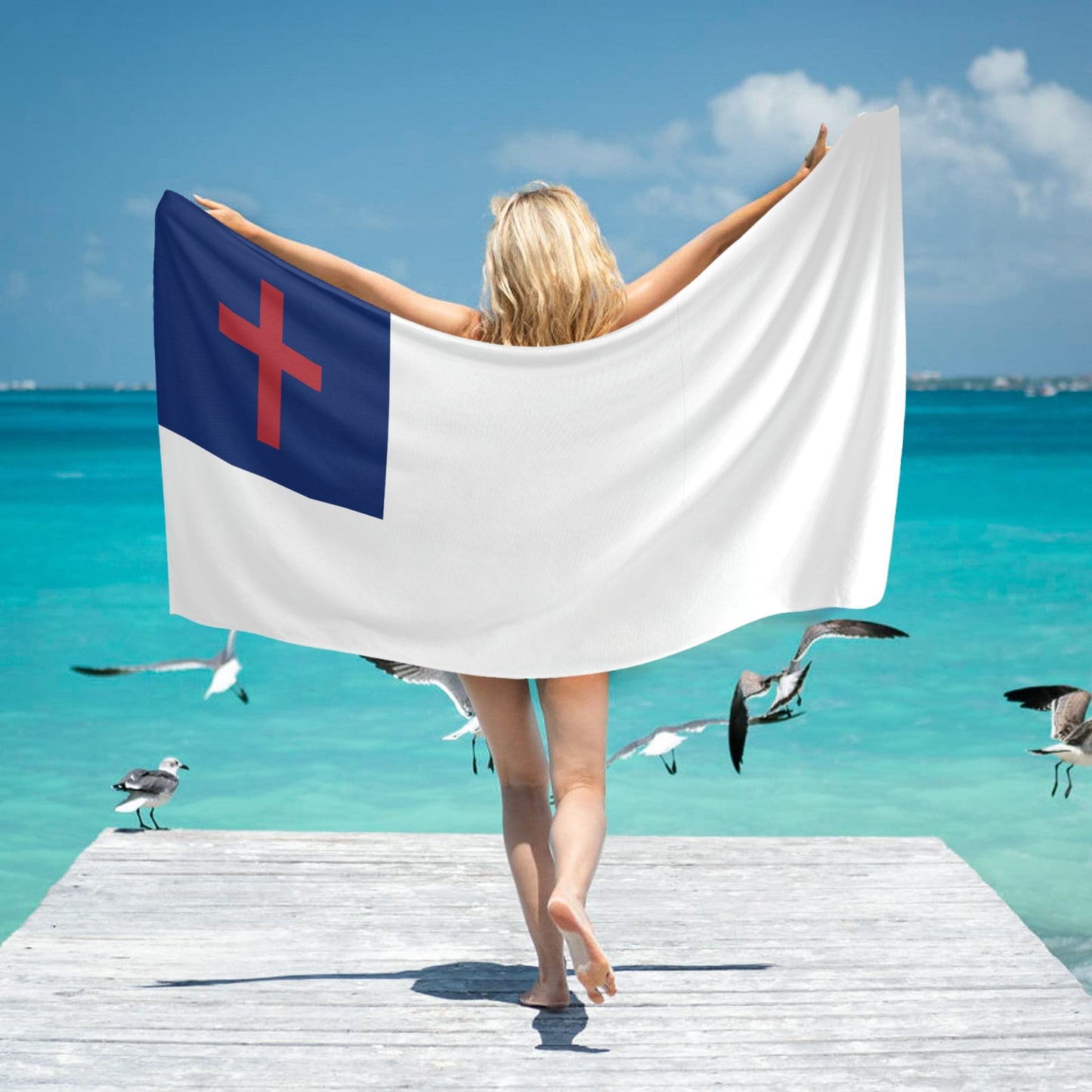 Christian Flag Beach Towel 31"x71" (Made in USA)