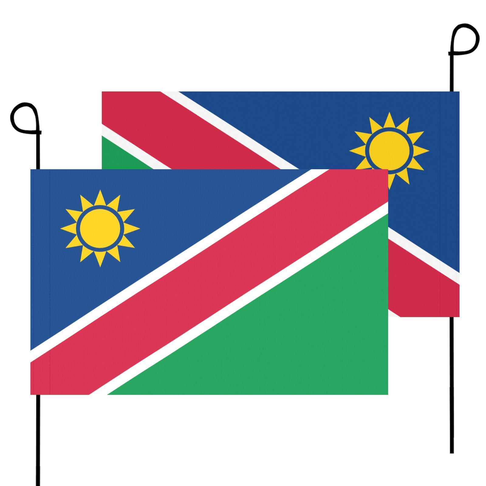 Namibia flags with sun emblem, designed by Luv My Flag.