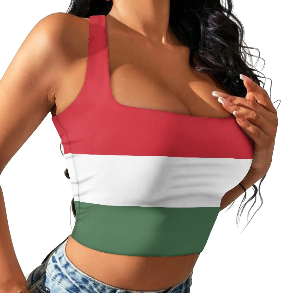 Hungary Flag Inspired One Shoulder Top – Red White Green and Fierce Queen