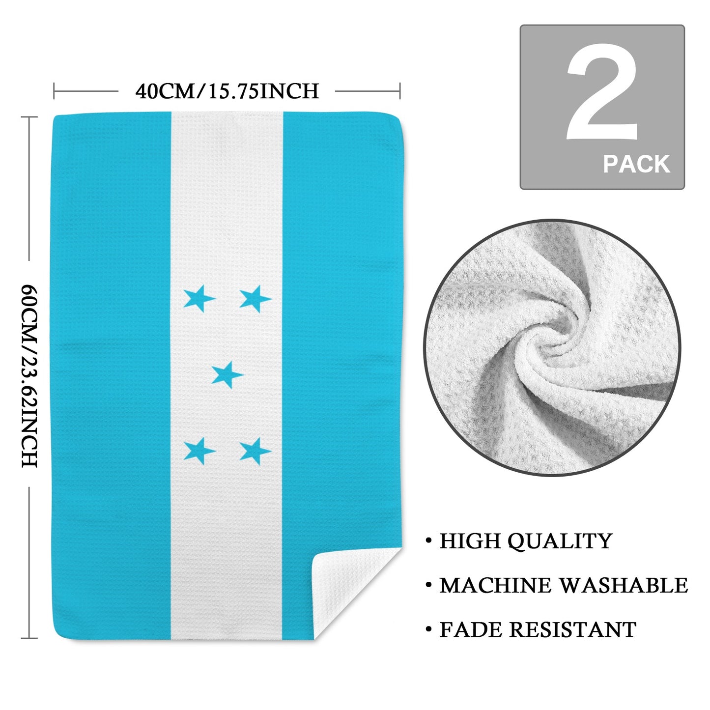 Honduras Flag Inspired Kitchen Towel 40X60cm (Pack of 2) (Made in the USA)