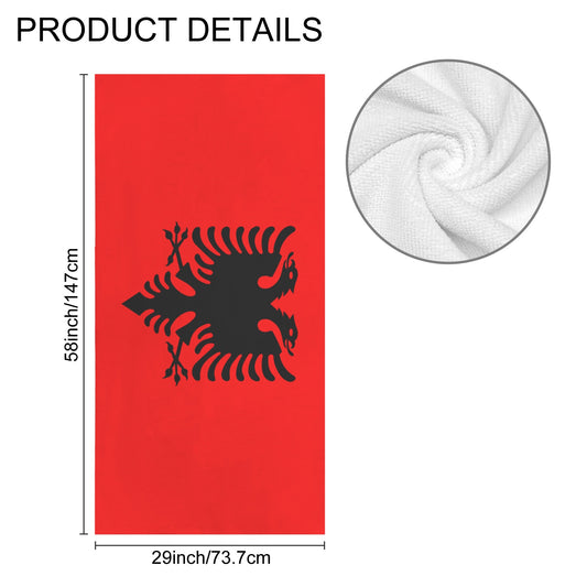 Albania Flag Inspired Custom Bath Towel 29"x58"(Made in USA)