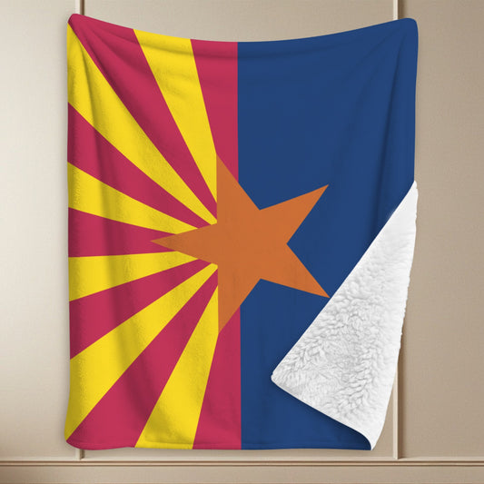 Arizona Flag Inspired Sherpa Fleece Blanket 90" x 108" | Prtinted in the USA