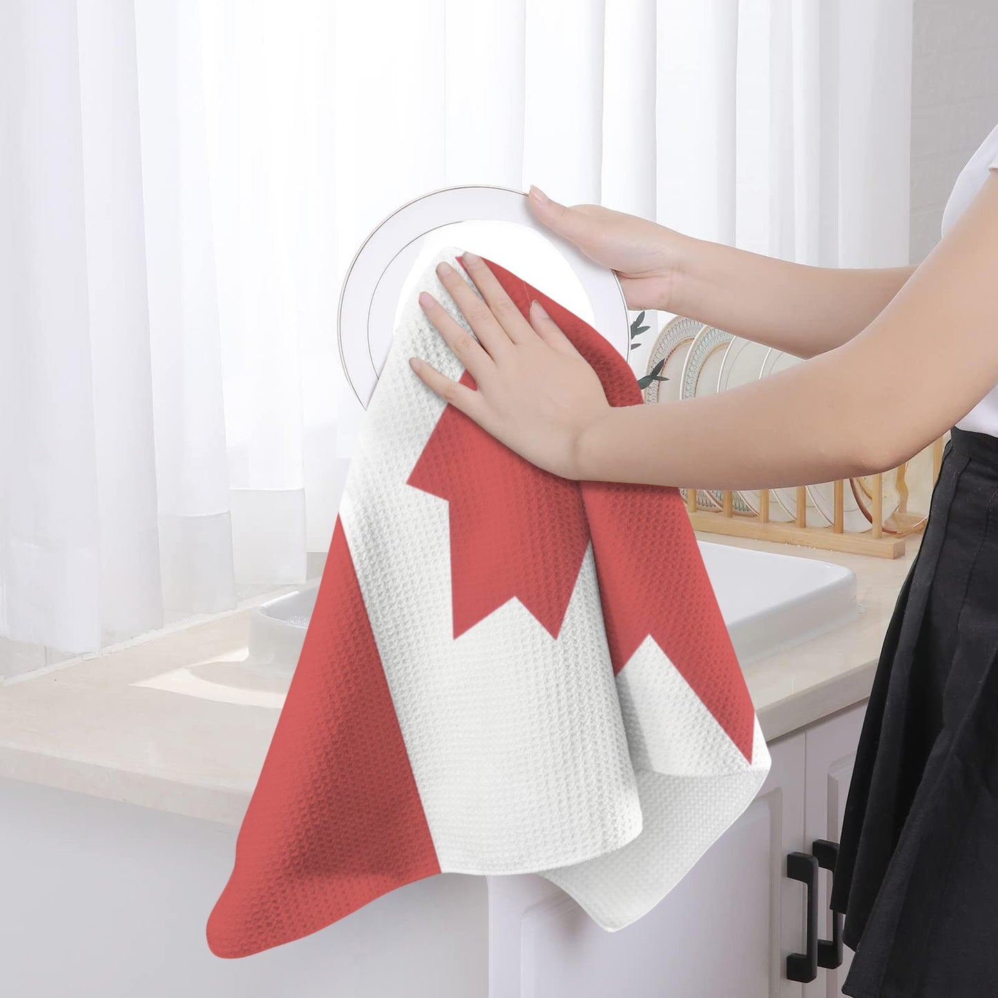 Canada Flag Inspired Kitchen Towel 40X60cm (Pack of 2) (Made in the USA)