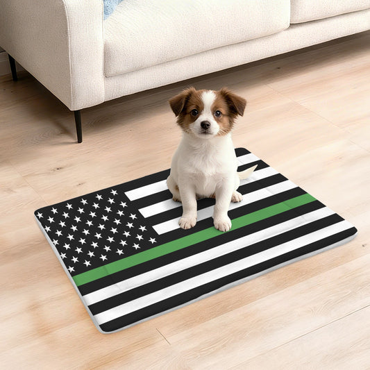 Thin Green Line Flag Inspired Pet Mat 25x18inch (Made in the USA)