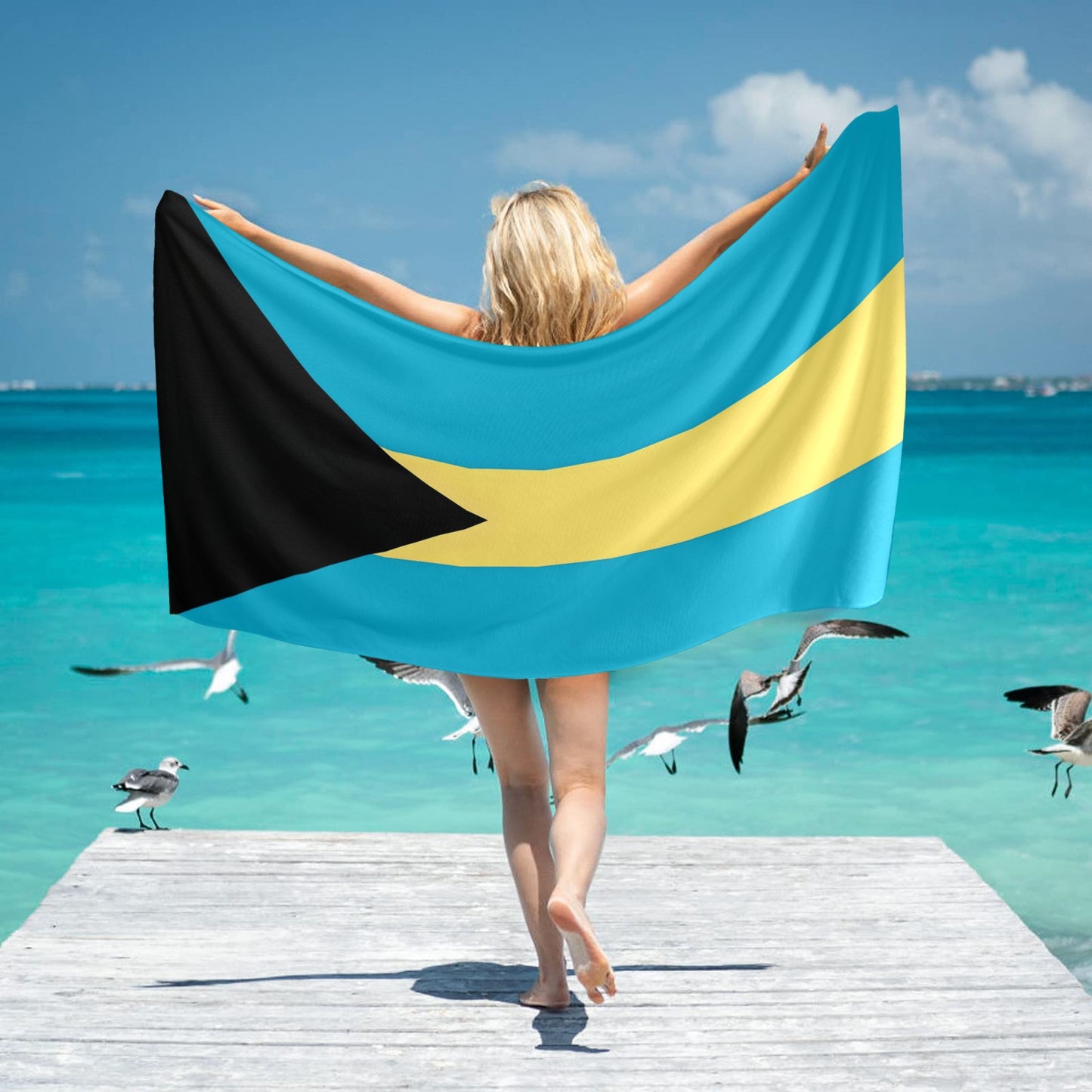 Bahamas Flag Beach Towel 31"x71" (Made in USA)