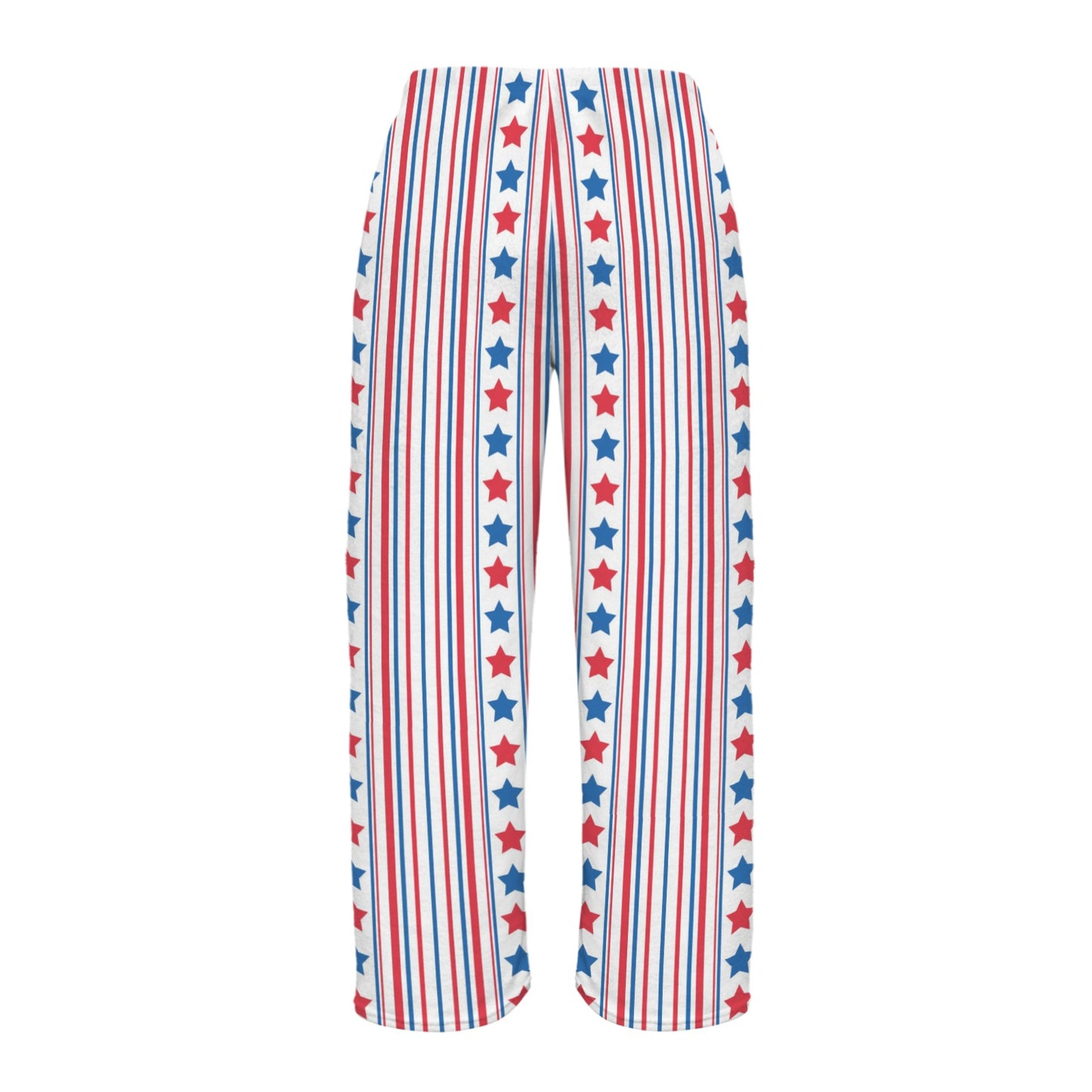USA/American Flag Inspired Stars & Stripes Pattern Women's Flannel Pajama Trousers Made in the USA