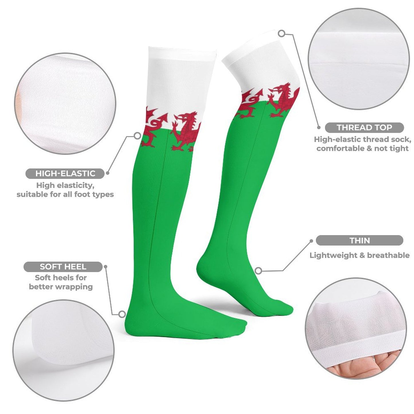 Wales Flag Trendy Stockings(Long)