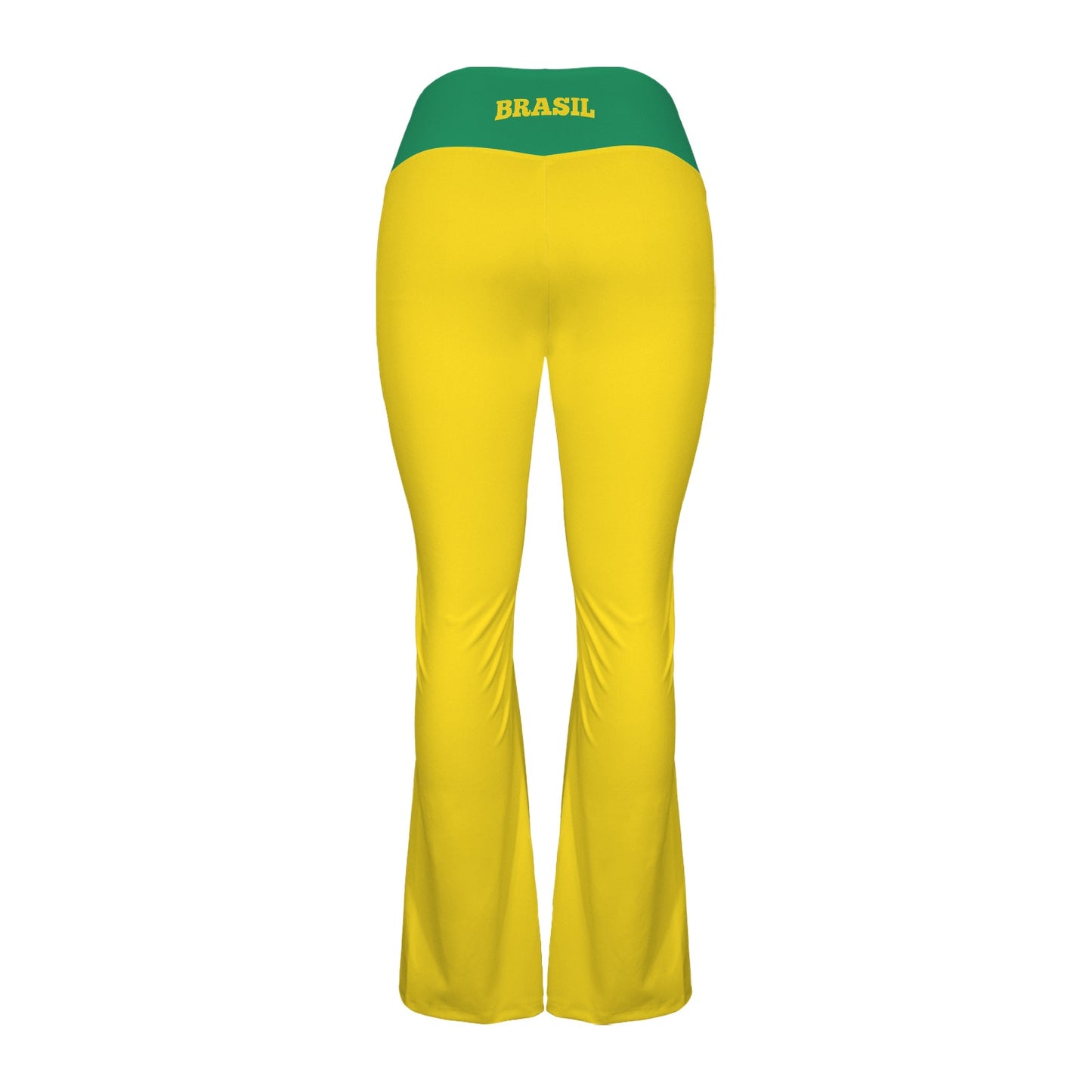 Brazil Flag Inspired Women's V-Crossover High Waisted Flare Leggings