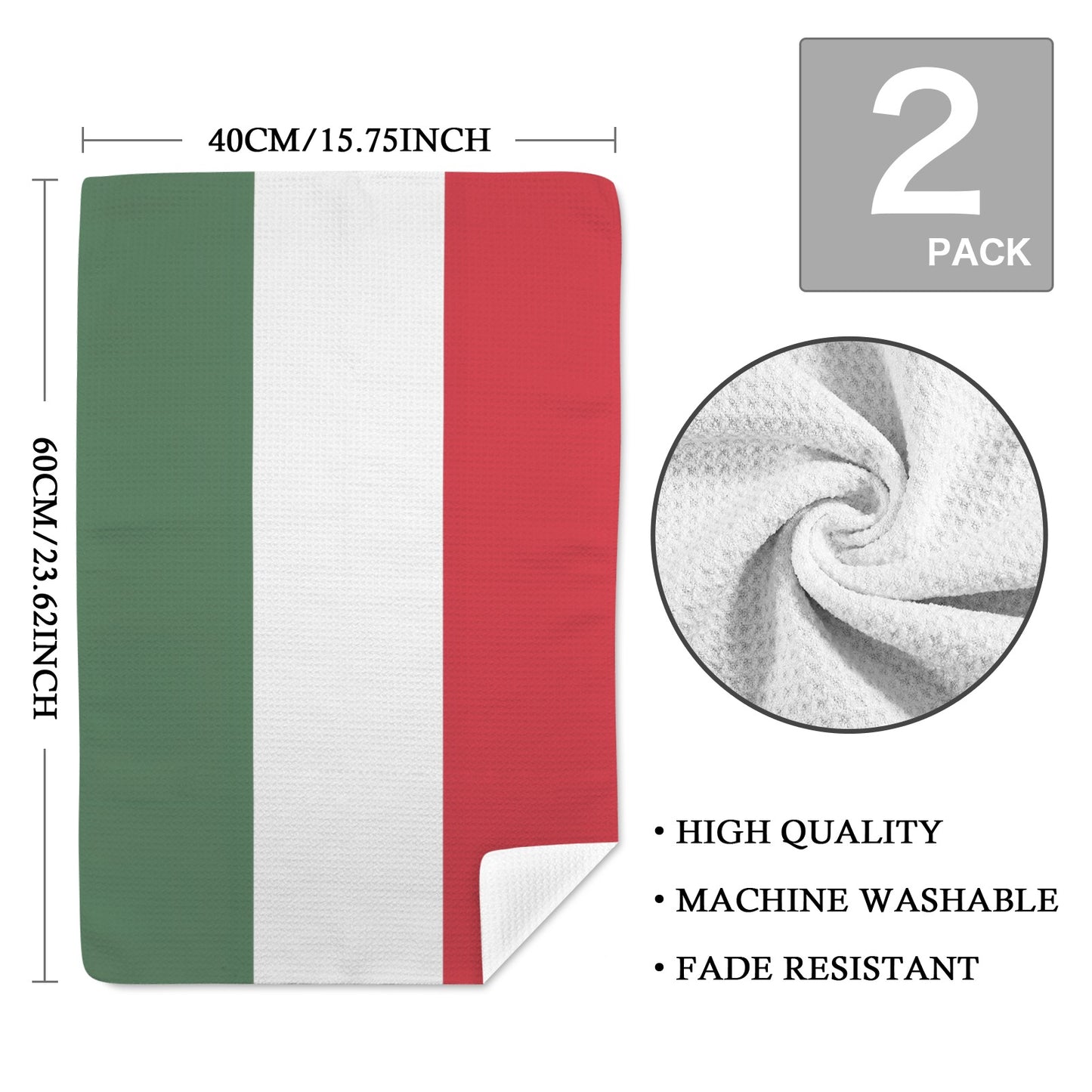 Hungary Flag Inspired Kitchen Towel 40X60cm (Pack of 2) (Made in the USA)