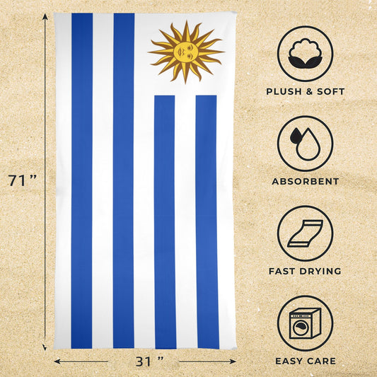 Uruguay Flag Beach Towel 31"x71" (Made in USA)