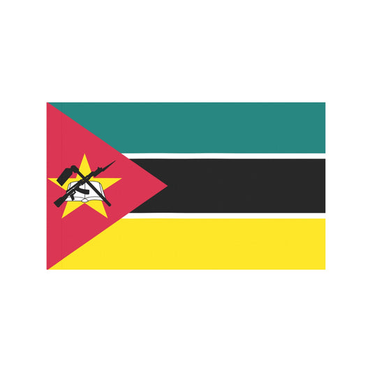 Flag of Mozambique featuring firearm and book; Luv My Flag.