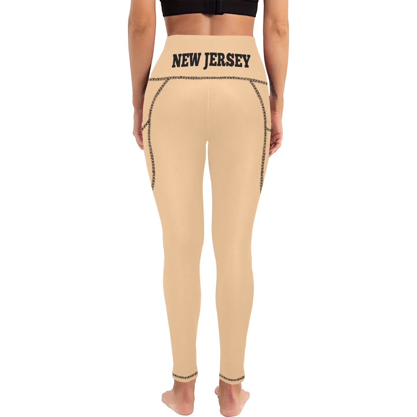 New Jersey Flag Inspired Women’s High Waist Leggings with Pockets