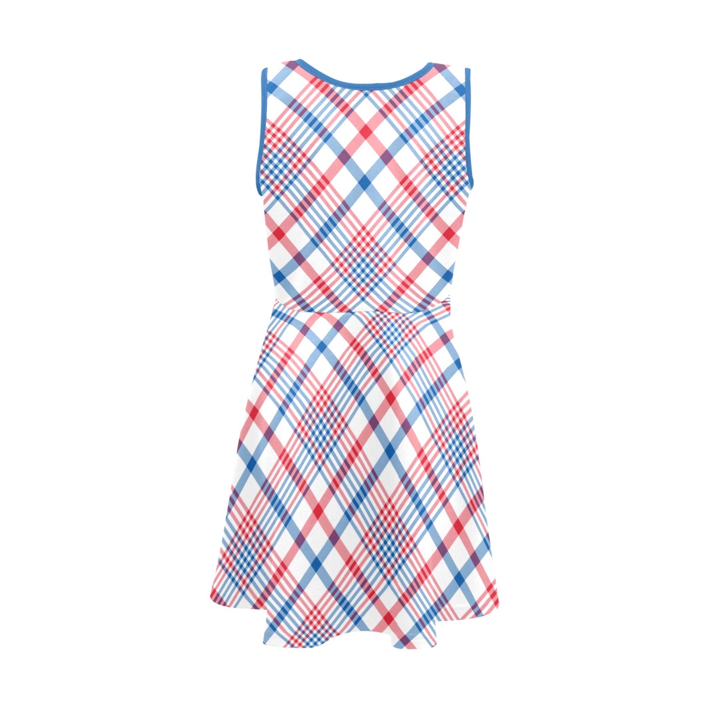 USA/American Flag Inspired Plaid Pattern Girls' Sleeveless Sundress | Ships from USA