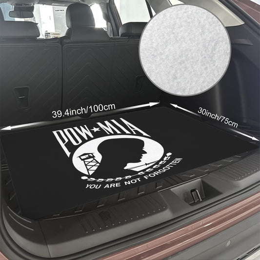 POW/MIA Flag Inspired Car Trunk Mat 100 × 75 cm / 39.4 × 30 in Printed in the USA
