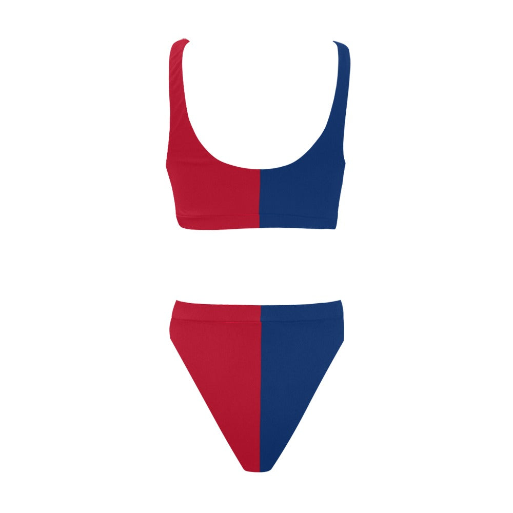 Texas Flag Inspired Sport Top & High-Waisted Bikini Swimsuit