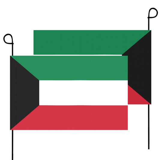 Luv My Flag's dual Kuwait flags on black poles.