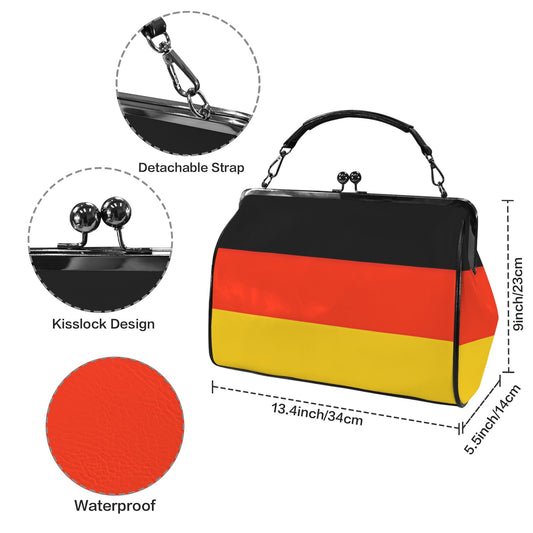 Germany Flag Inspired Kisslock Crossbody Shoulder Bag-Large