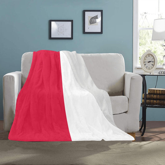 Cozy Luv My Flag blanket, red and white design.