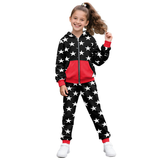 Thin Red Line Flag Inspired Unisex Kid's Zippered Sportswear Suit