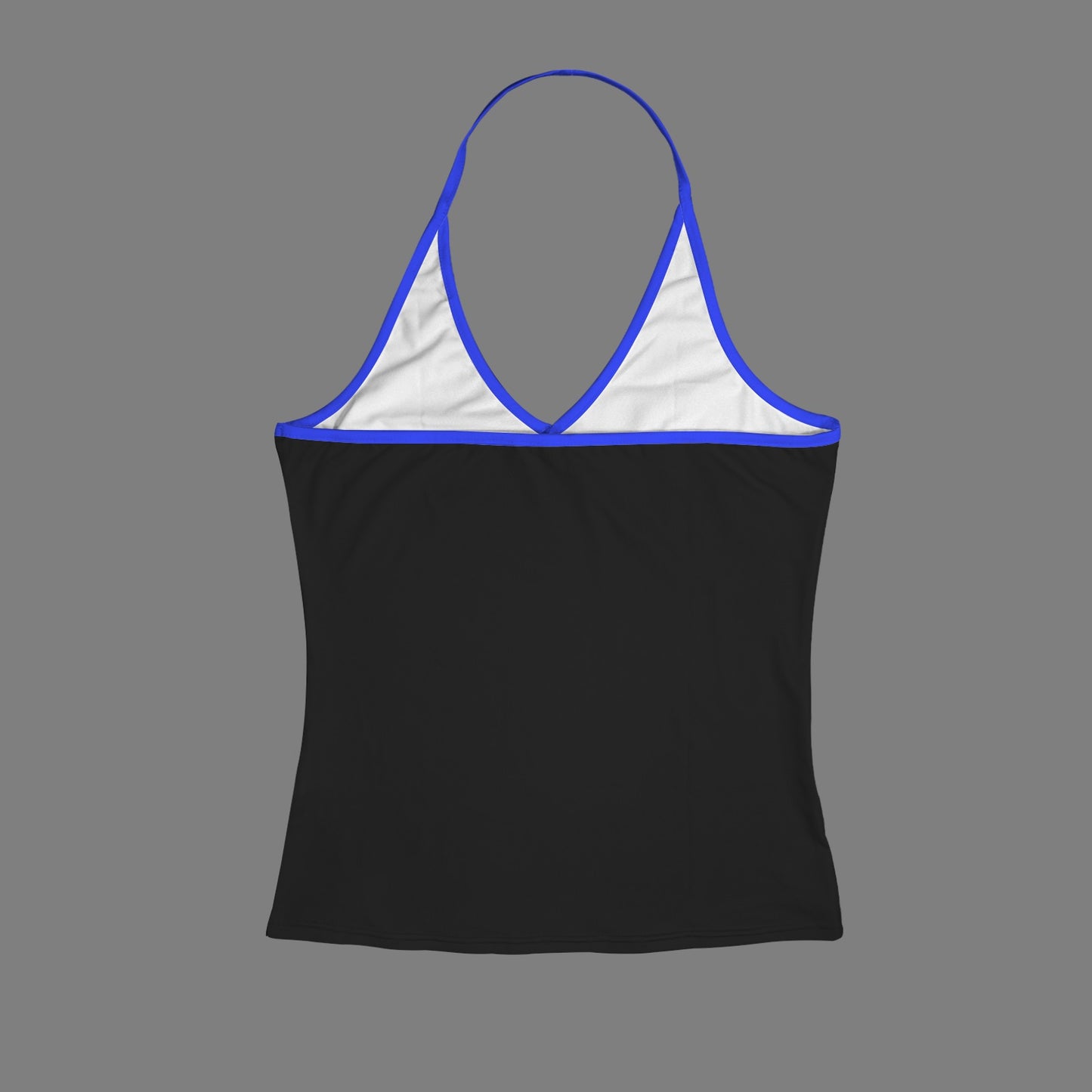Thin Blue Line Flag Inspired Eagle V-neck Halter Open Back Tank Top