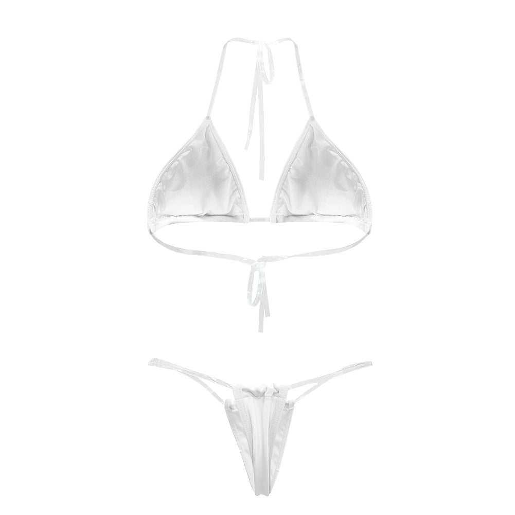 Massachusetts Flag Inspired Transparent String Thong Bikini