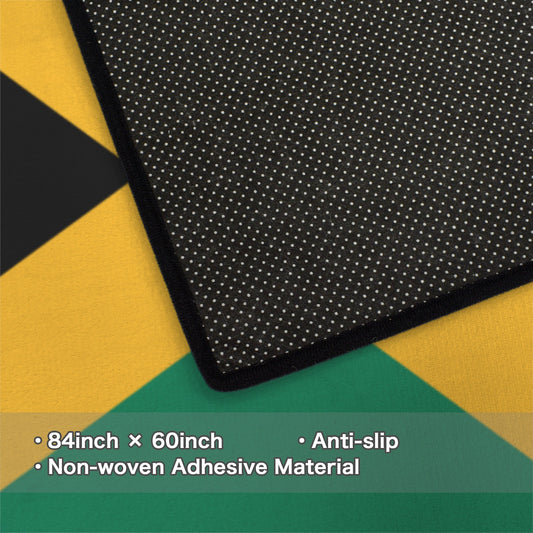 Jamaica Flag Inspired 84x60 Inch Area Rug with Black Binding (Made in the USA)