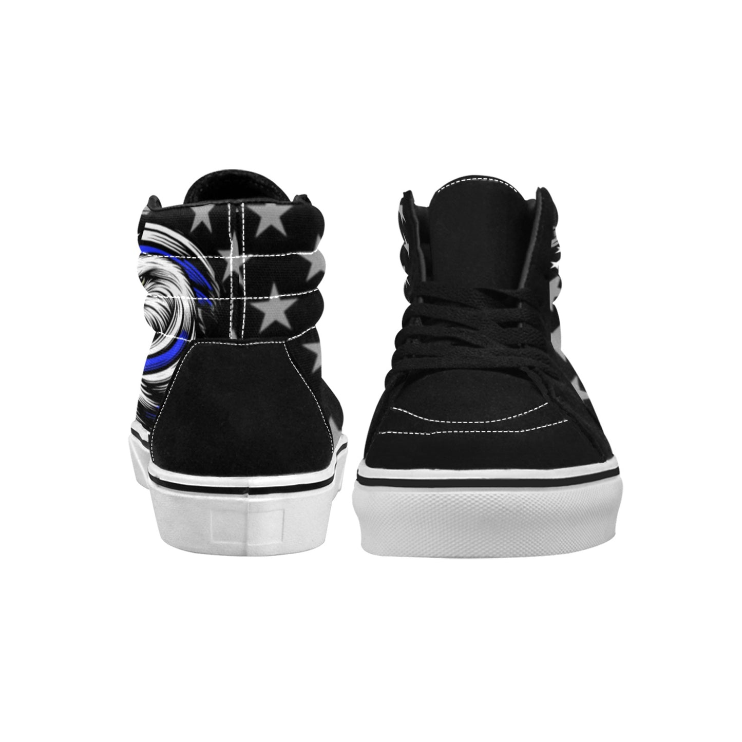 Thin Blue Line Flag Inspired Eagle Women's High Top Canvas Shoes