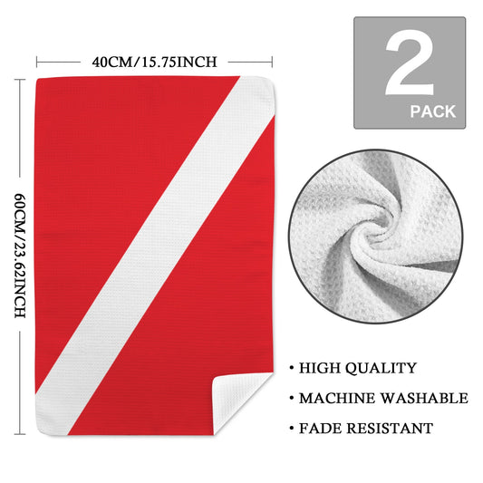 Diver Down Flag Inspired Kitchen Towel 40X60cm (Pack of 2) | Printed In the USA