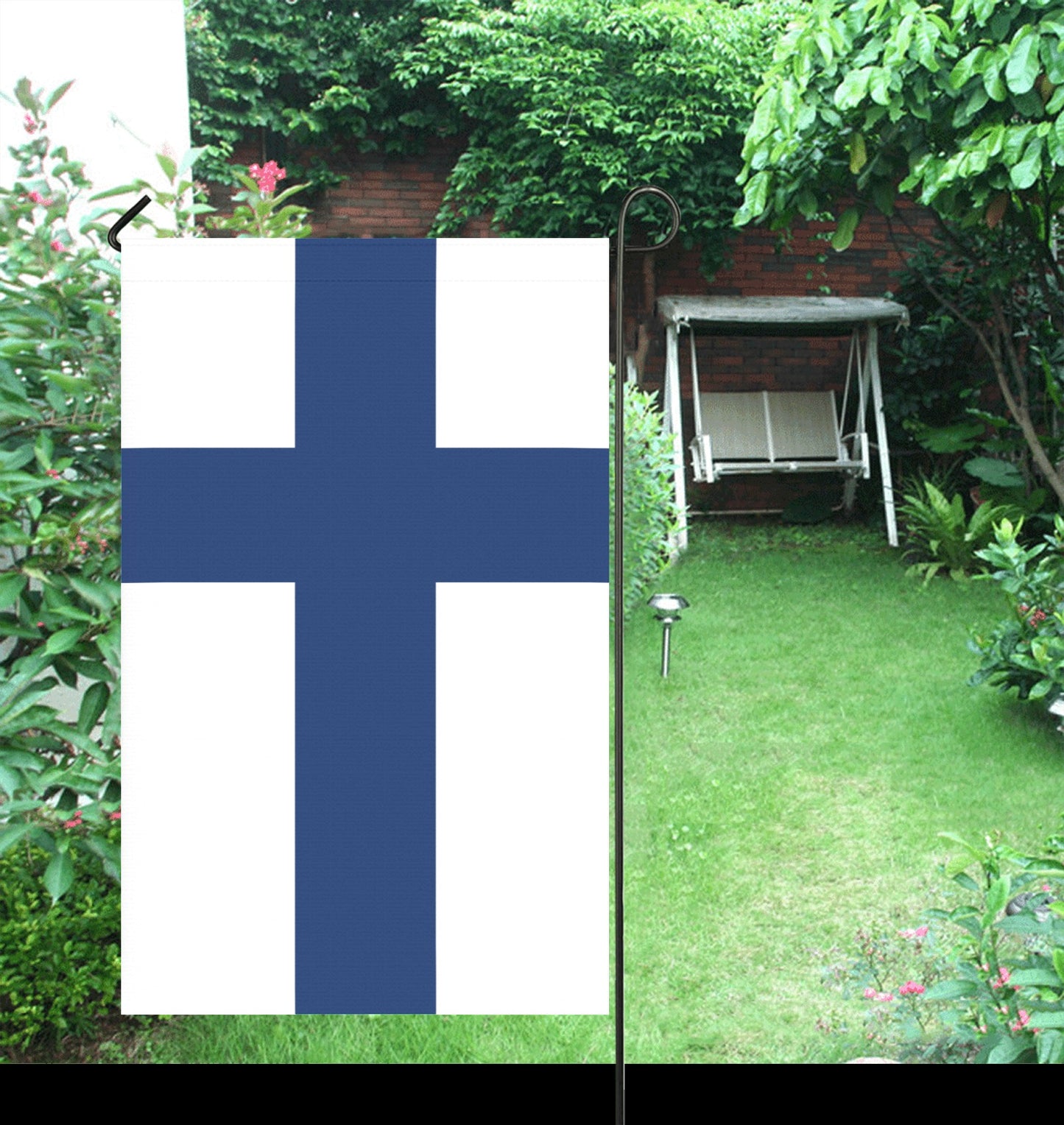 Garden flag featuring Finnish design by Luv My Flag.